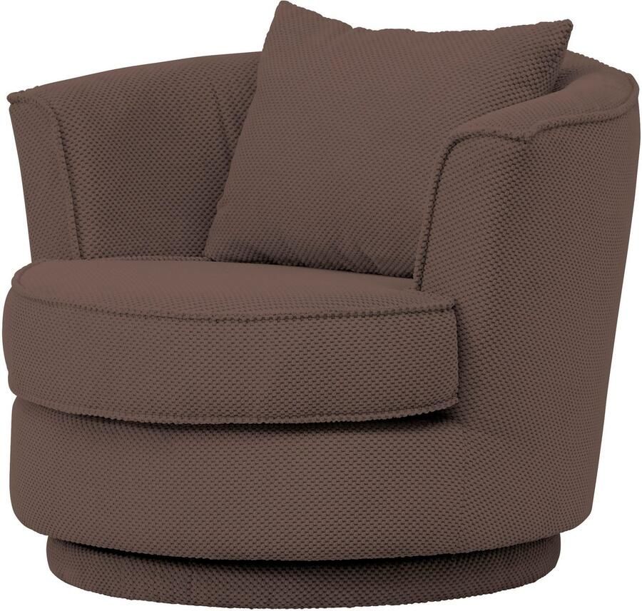 Home affaire Draaibare fauteuil MAISIE leesfauteuil love seat trendige stoffen mega cord en geweven velours 360 graden draaibaar
