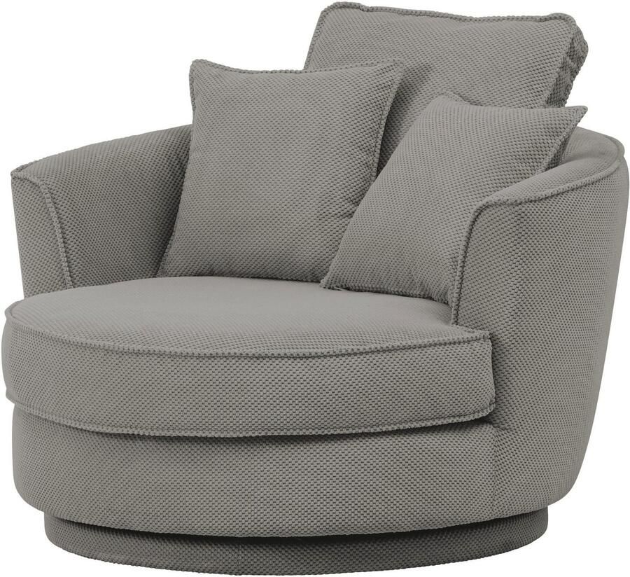 Home affaire Draaibare fauteuil MAISIE Love Seat XXL leesfauteuil BIG- Zetel in MEGA CORD en geweven velours 360 graden draaibaar