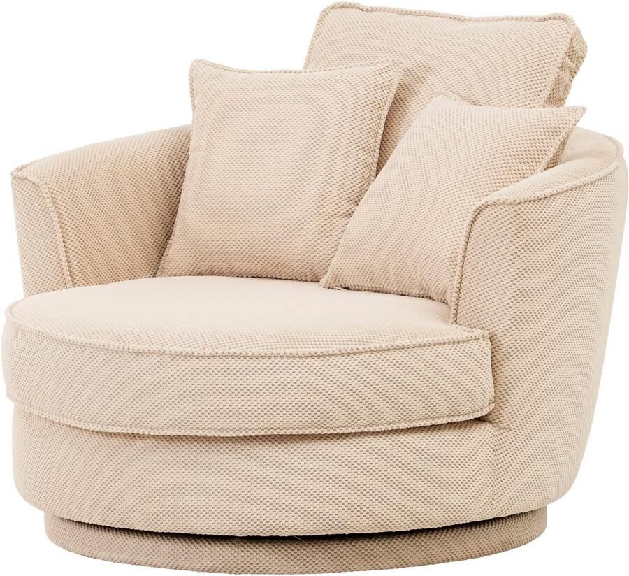 Home affaire Draaibare fauteuil MAISIE Love Seat XXL leesfauteuil BIG- Zetel in MEGA CORD en geweven velours 360 graden draaibaar