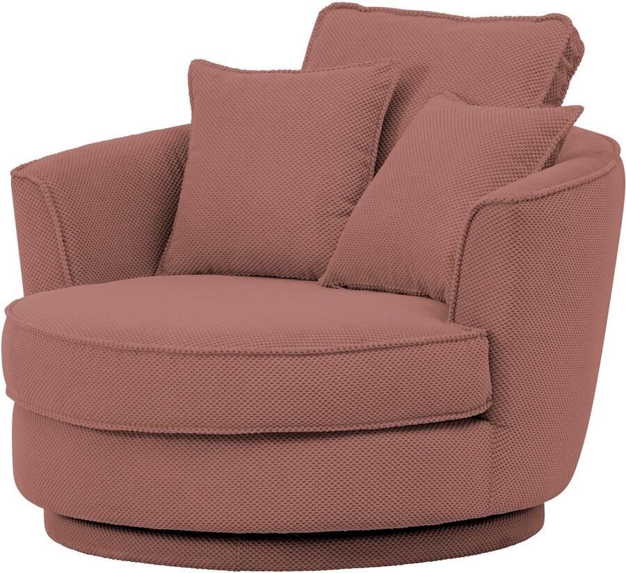 Home affaire Draaibare fauteuil MAISIE Love Seat XXL leesfauteuil BIG- Zetel in MEGA CORD en geweven velours 360 graden draaibaar
