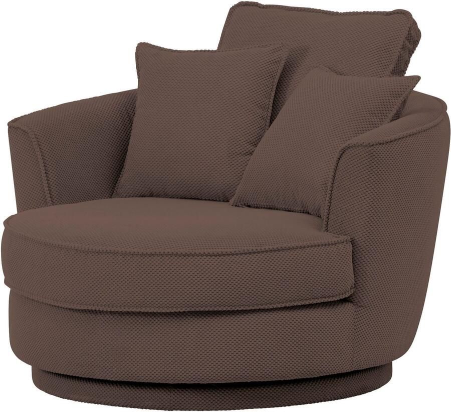 Home affaire Draaibare fauteuil MAISIE Love Seat XXL leesfauteuil BIG- Zetel in MEGA CORD en geweven velours 360 graden draaibaar