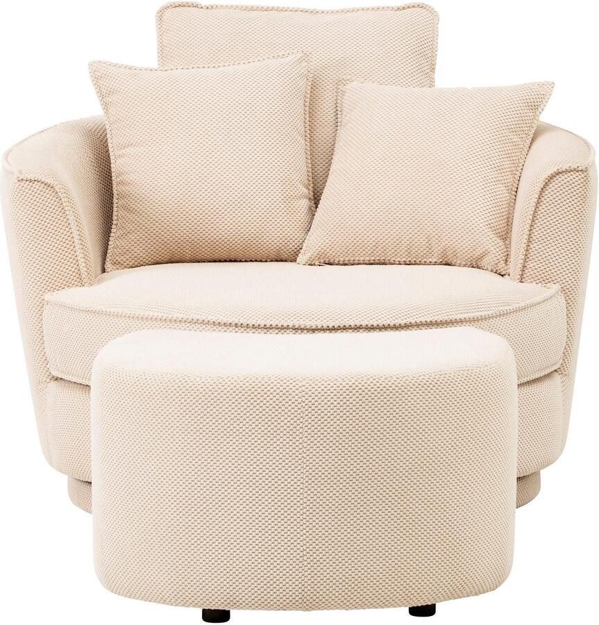Home affaire Draaibare fauteuil MAISIE Love Seat XXL leesfauteuil grote fauteuil met poef(2 stuks)