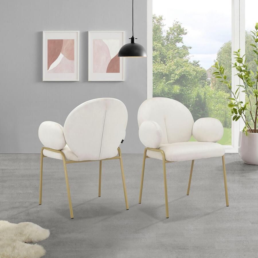 Leonique Eetkamerstoel Albie Zacht verdikte zitting en rugleuning onderstel van metaal zithoogte 48 5 cm (2 stuks)