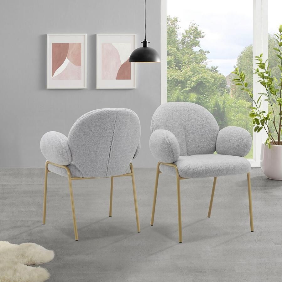 Leonique Eetkamerstoel Albie Zacht verdikte zitting en rugleuning onderstel van metaal zithoogte 48 5 cm (2 stuks)