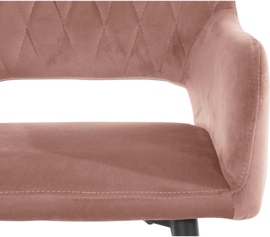 Leonique Eetkamerstoel Franca Zitplaats in fluweel rugleuning met ruitstepping zithoogte 48 cm (set)