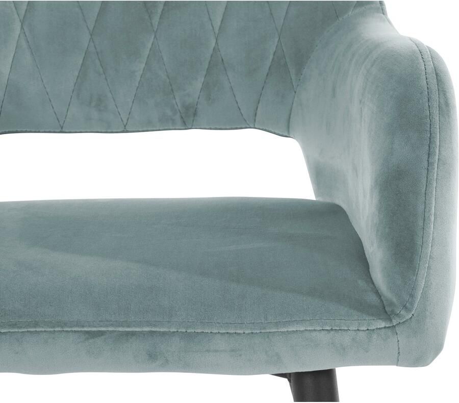 Leonique Eetkamerstoel Franca Zitplaats in fluweel rugleuning met ruitstepping zithoogte 48 cm (set)