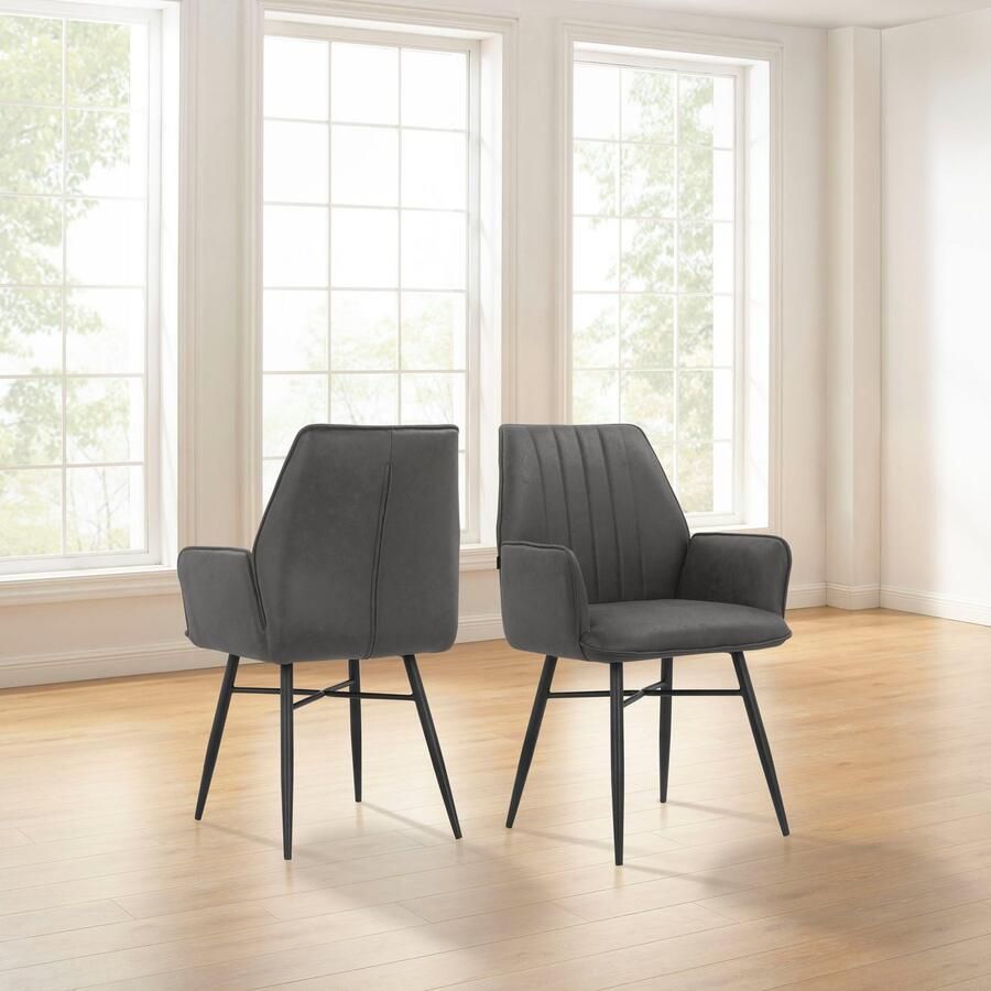 Leonique Eetkamerstoel Hrodwyn Zacht beklede zitting met horizontale naden op de achterkant zithoogte 52 cm (2 stuks)