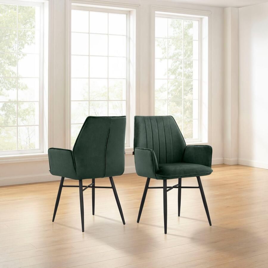 Leonique Eetkamerstoel Hrodwyn Zacht beklede zitting met horizontale naden op de achterkant zithoogte 52 cm (2 stuks)