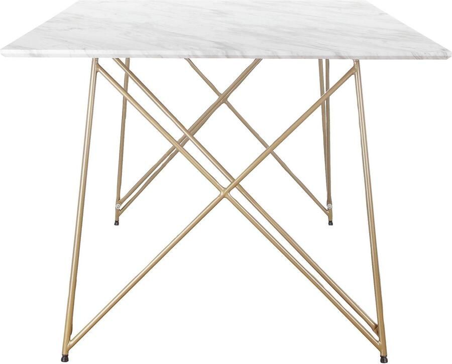 Leonique Eettafel Louie TOPSELLER! met tafelblad in marmer look onderstel van metaal goudkleurig hoogte 76 cm (1 stuk)