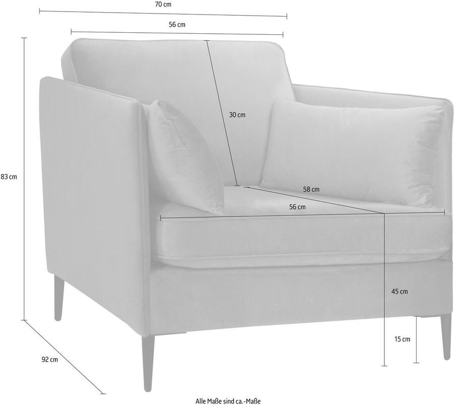 Home affaire Fauteuil Light inclusief losse sierkussens met smalle armleuningen en telescooppoten