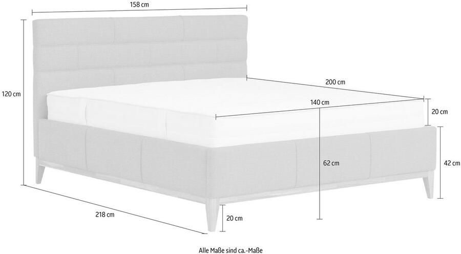 Leonique Gestoffeerd bed Balaine met lattenbodem bedkist ook met 7-zones-pocketveringsmatras