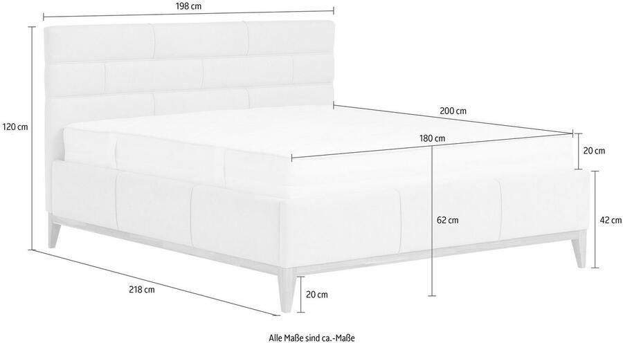 Leonique Gestoffeerd bed Balaine met lattenbodem bedkist ook met 7-zones-pocketveringsmatras