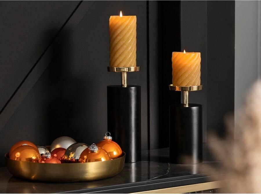 Leonique Kandelaar Stomp kaarsenhouder Azlynn uit aluminium met goudkleurige accenten (1 stuk)