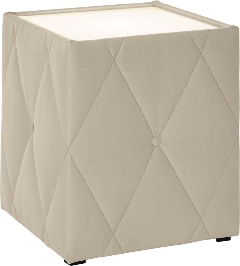 Leonique Nachtkastje Alfie met verlichting en bekleding van fluweel