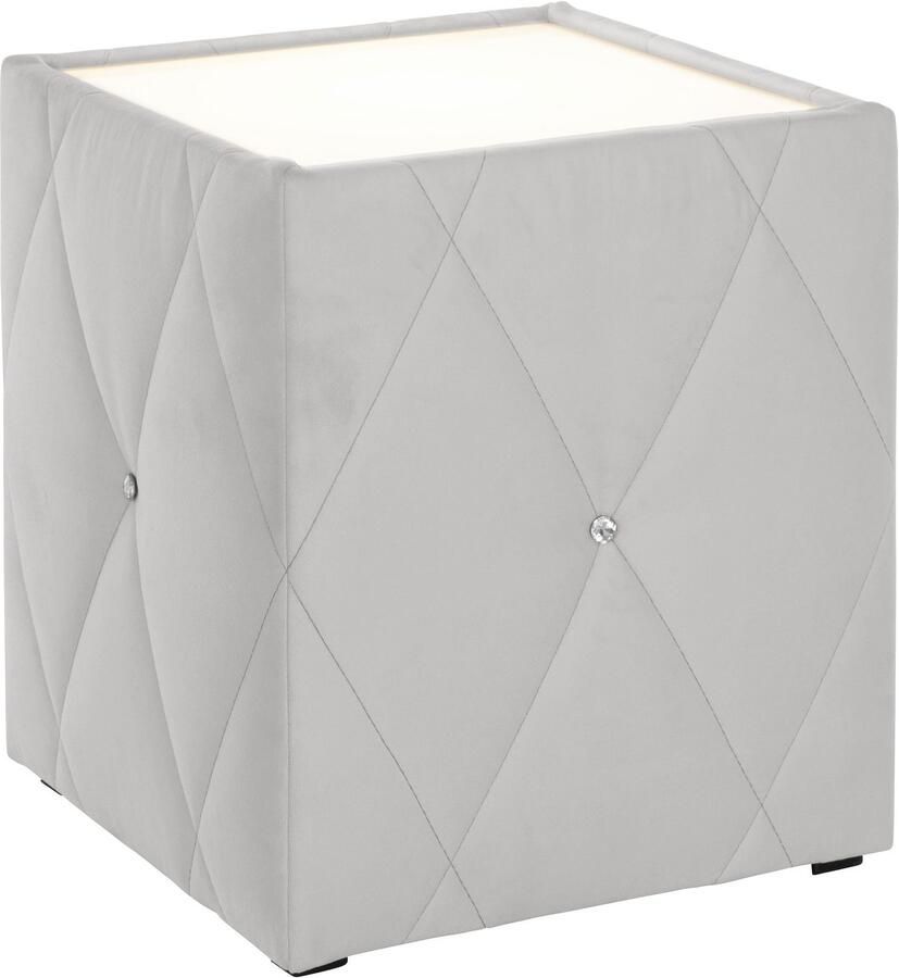 Leonique Nachtkastje Alfie met verlichting en bekleding van fluweel