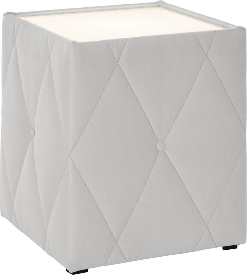 Leonique Nachtkastje Alfie met verlichting en bekleding van fluweel