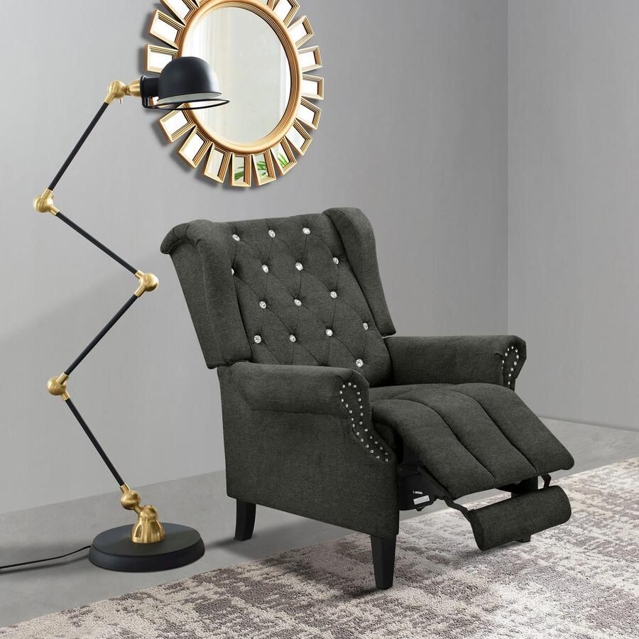 Home affaire Oorfauteuil Childebert met verstelling zacht verdikte zitting en rugleuning zithoogte 49 5 cm (1 stuk)