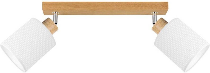 Leonique Plafondlamp Elibana Plafondlamp van massief hout witte stoffen kap uitstraling gemaakt in Europa (3 stuks)