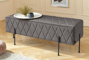 Leonique Zitbank Cavalino met fluwelen bekleding en met zwarte metalen poten ook geschikt als garderobebank of slaapbank