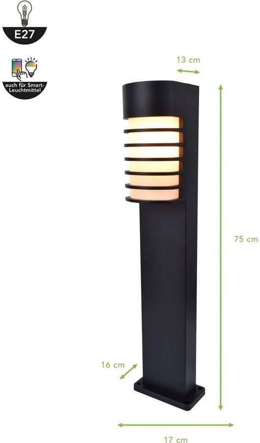 LUTEC Fulton Sokkellamp voor buiten E27 Mat zwart - Foto 2