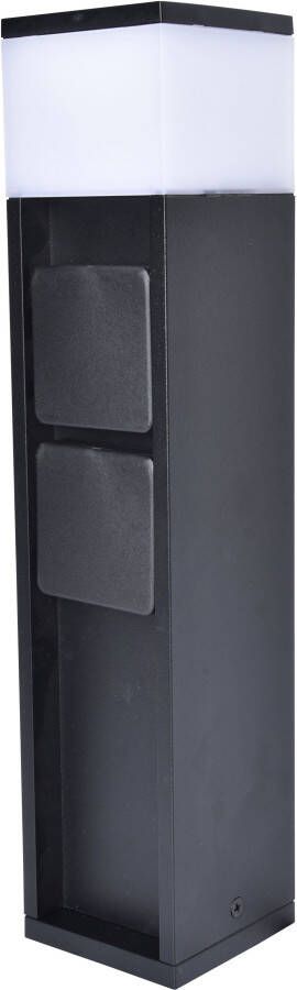 LUTEC Connect MAINS LED lamp op sokkel voor buiten met 2 stopcontacten met zijaarding Zwart (Nederlandse versie)