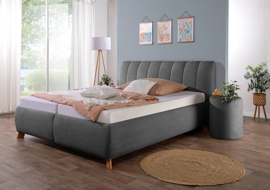 Maintal Gestoffeerd bed Hügeldorf inclusief bedlade verkrijgbaar in h2 h3 & h4 van cord bekleding