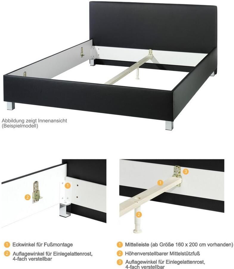 Maintal Gestoffeerd bed Leesburg Zijkanten van het bed zelf te monteren zonder bedkist