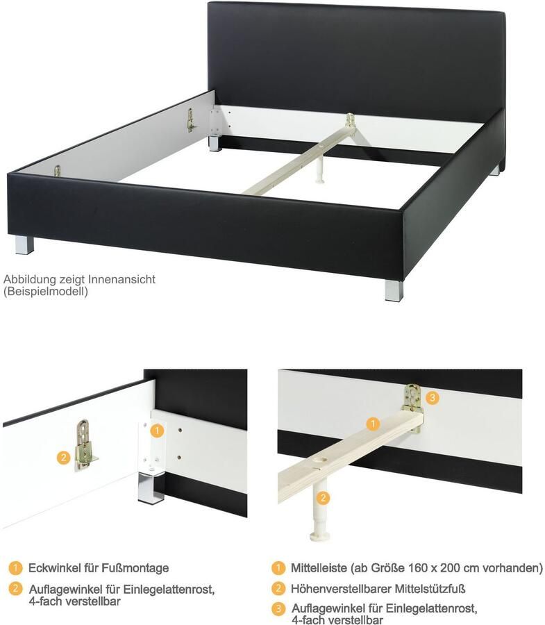 Maintal Gestoffeerd bed Retlaw Zijkanten van het bed zelf te monteren zonder bedkist