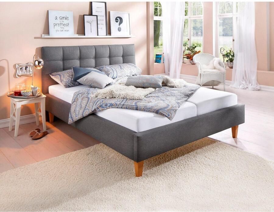 Maintal Gestoffeerd bed Tom in 4 breedten zonder matras of met koudschuim resp. binnenveringsmatras