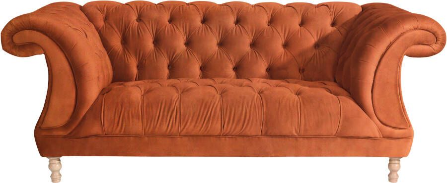 Max Winzer Chesterfield-bank Isabelle met capitonnage & gedraaide poten in naturel-beuken breedte 200 cm