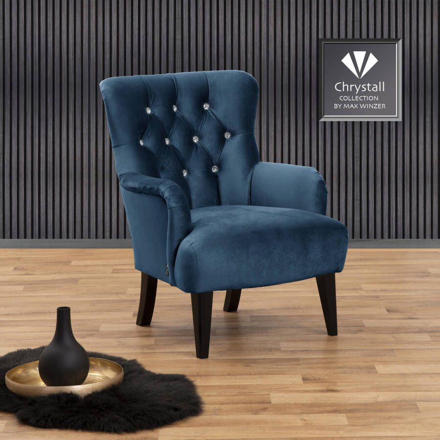 Max Winzer Chesterfield-fauteuil Brighton hoogwaardige fauteuil in exclusief ontwerp met strassstenen