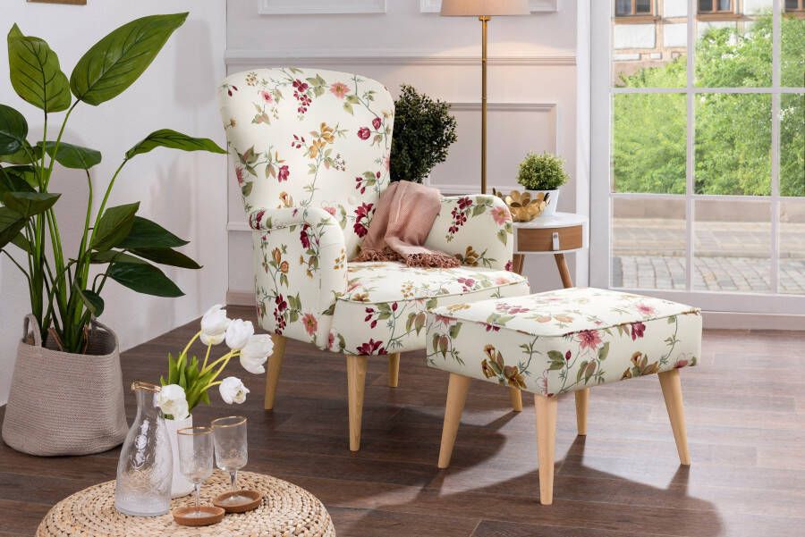 Max Winzer Fauteuil Lale decoratieve sierknopen en doorlopende opstaande naden (1 stuk)