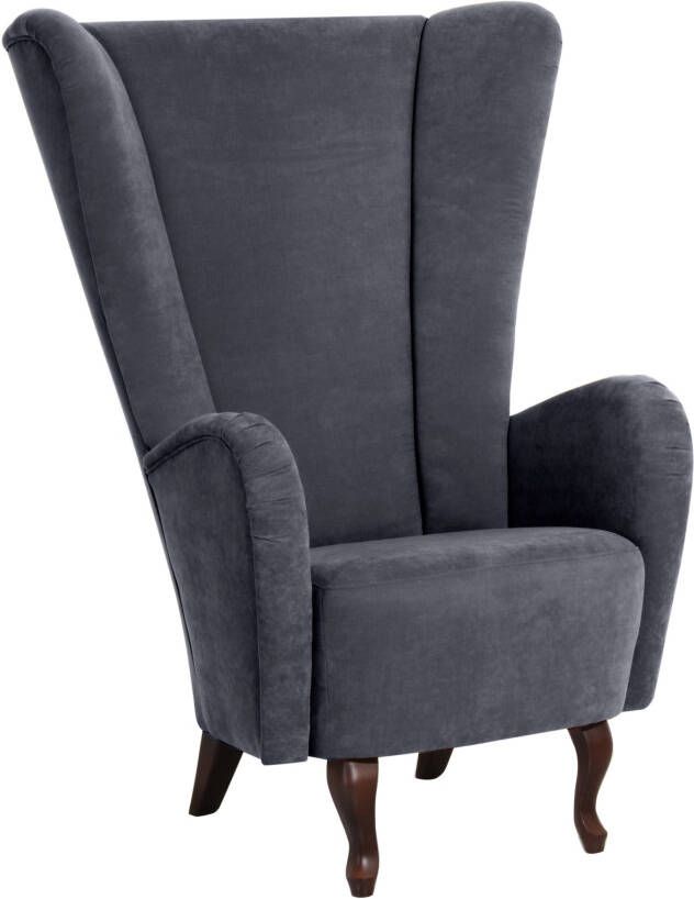 Max Winzer Oorfauteuil Anastasia elegant hoogtepunt in de woonkamer met gebogen houten voeten (set)