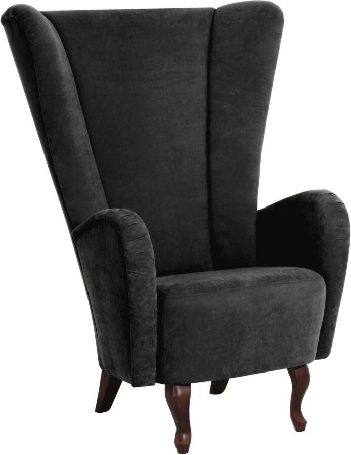 Max Winzer Oorfauteuil Anastasia elegant hoogtepunt in de woonkamer met gebogen houten voeten (set)