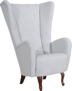 Max Winzer Oorfauteuil Anastasia met gekrulde houten poten stoel met een hoge rugleuning