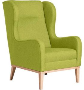 Max Winzer Oorfauteuil Anthony met rondom aangebrachte houten sokkel & opstaande naad