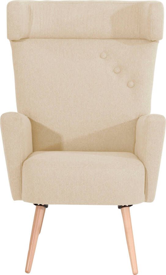 Max Winzer Oorfauteuil Holma Retro en modern comfortabel en prettig voeten in natuurlijk beukenhout