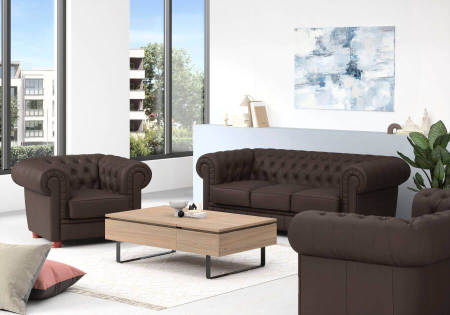 Max Winzer Zithoek Kent klassiek moderne Chesterfield set edel en comfortabel (voordeelset 3-delig)