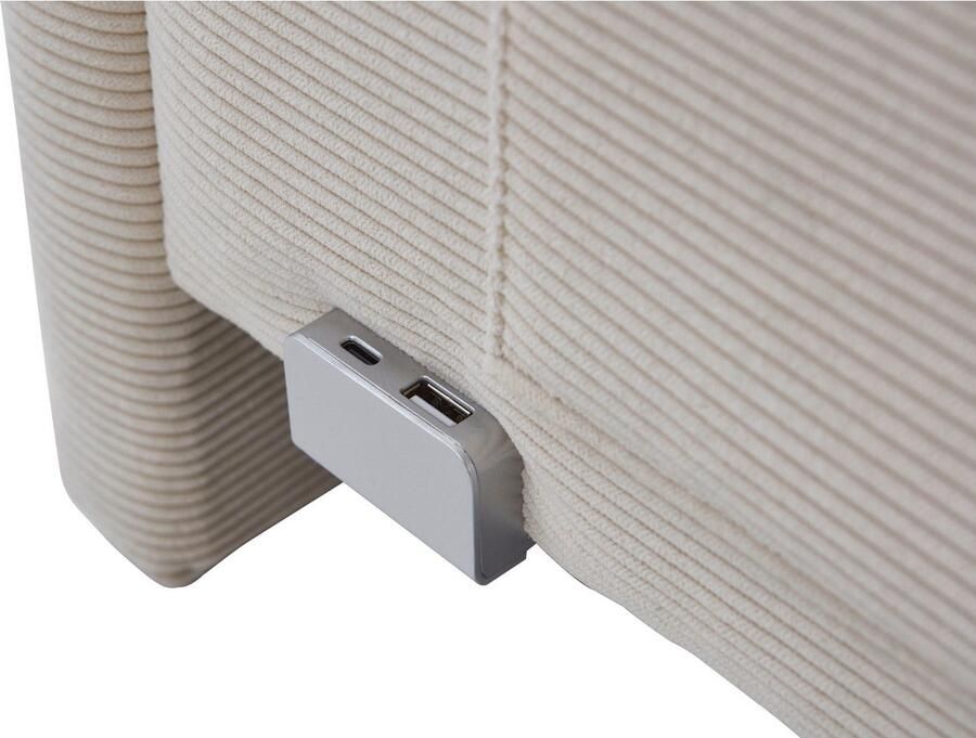 Meise.möbel Kinderledikant Blauw Bekleed bed naar keuze met bedkist tienerbed inclusief USB-aansluiting