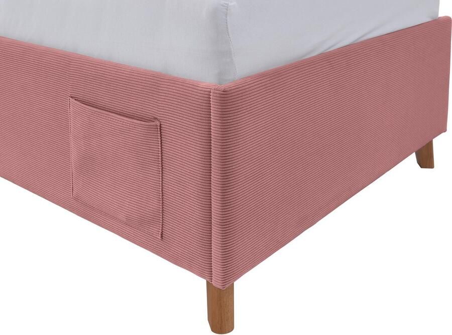 Meise.möbel Kinderledikant Blauw Bekleed bed naar keuze met bedkist tienerbed inclusief USB-aansluiting