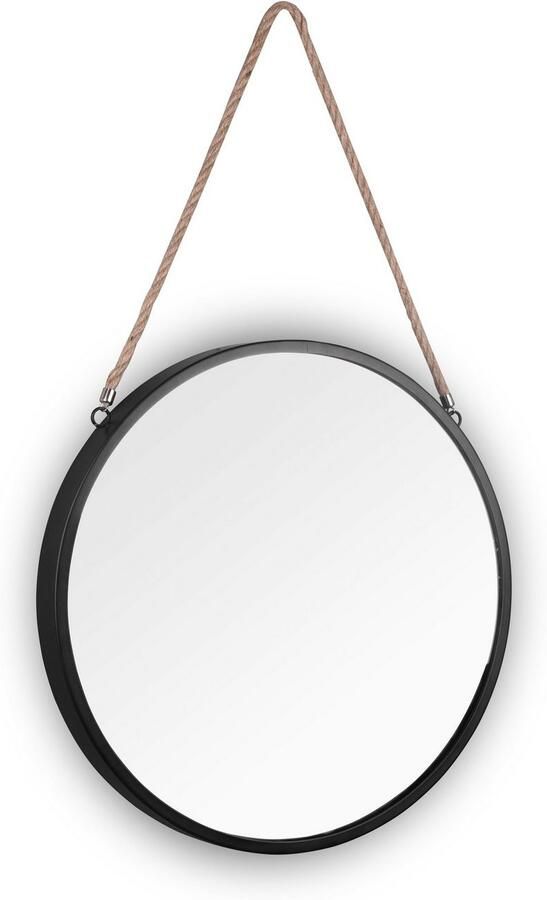 MIRRORS AND MORE Sierspiegel Taira Wandspiegel Ø 40 cm gelakt metaal met koord (1 stuk) - Foto 6