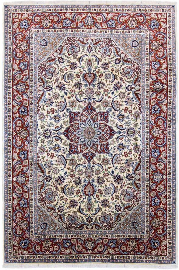 Morgenland Wollen kleed Isfahan medaillon Bianco naturale 304 x 206 cm Uniek exemplaar met certificaat