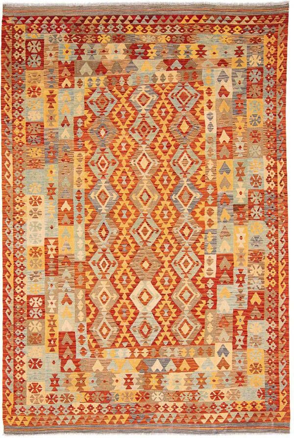 Morgenland Wollen kleed Kelim Maimene zigzag 298 x 210 cm