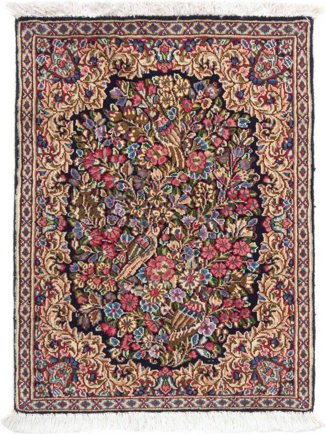 Morgenland Wollen kleed Rafsanjan bloemmotief Blu 70 x 53 cm Handgeknoopt