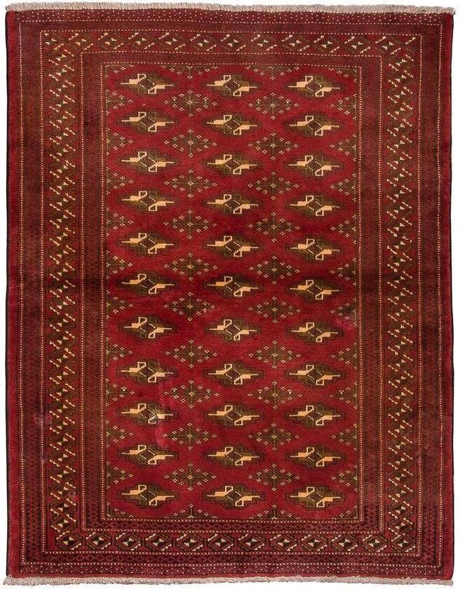 Morgenland Wollen kleed Turkaman vloerkleed met de hand geknoopt rood