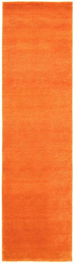 Morgenland Wollen kleed Uni Arancione 200 x 80 cm Handgeknoopt