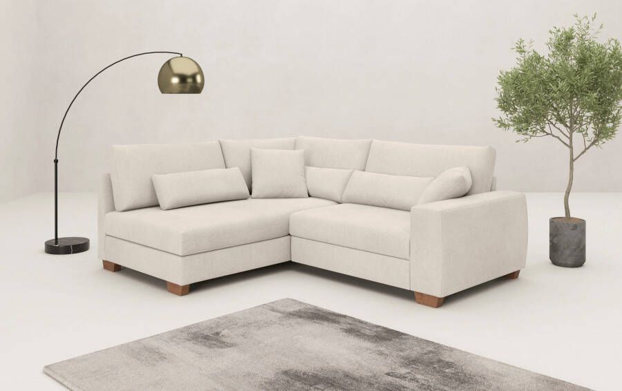 Mr. Couch Hoekbank Hilla L-vorm tot 140 kg belastbaar met pocketvering optioneel met slaapfunctie