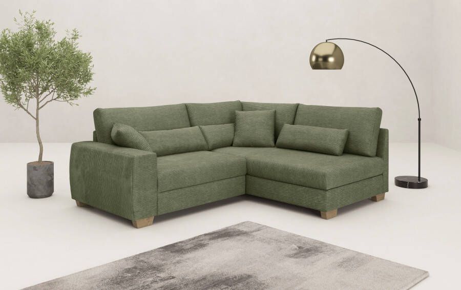 Mr. Couch Hoekbank Hilla L-vorm tot 140 kg belastbaar met pocketvering optioneel met slaapfunctie