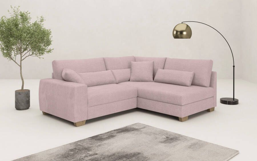 Mr. Couch Hoekbank Hilla L-vorm tot 140 kg belastbaar met pocketvering optioneel met slaapfunctie