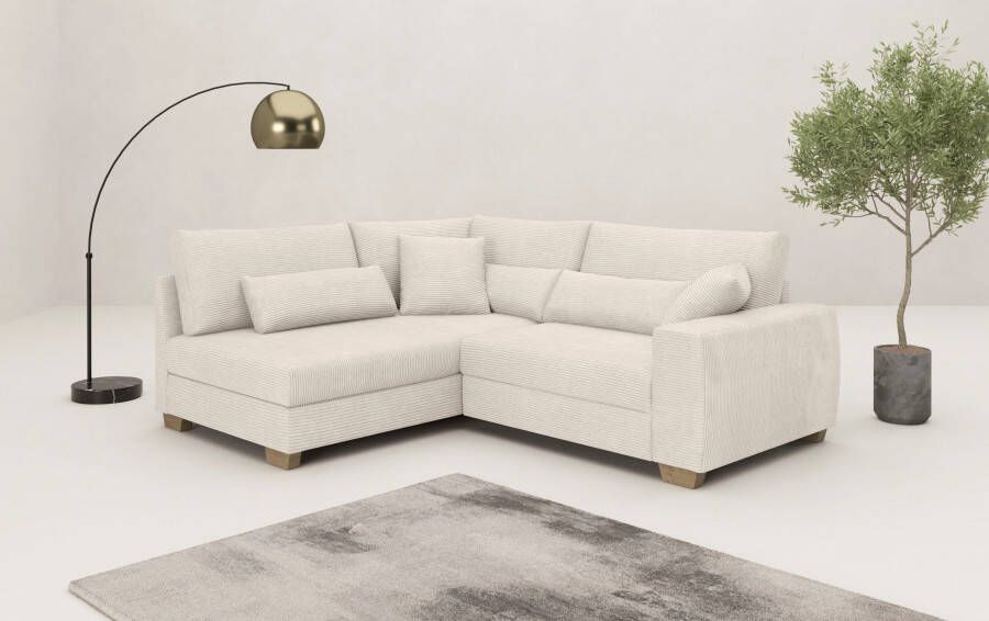 Mr. Couch Hoekbank Hilla L-vorm tot 140 kg belastbaar met pocketvering optioneel met slaapfunctie